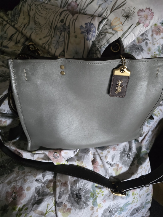 Coach Handbags - Coach Gray Colorblock Leather Rogue Bag